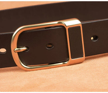 Genuine Leather Men's Belt – High-Quality Buckle, Cowskin Casual & Business Waistband, Fashion Designer 2022 New