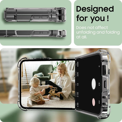 Samsung Galaxy Z Flip 6 Airbag Transparent Case, Acrylic PC Back & Soft TPU Bumper, Armor Cover for Z Flip 6, 5, 4, 3