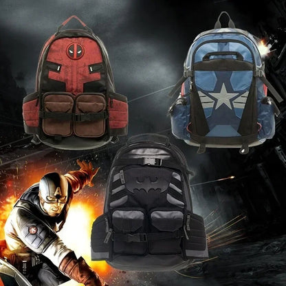 Marvel Avengers Deadpool & Captain America Backpack – Anime Cartoon High-Capacity Travel and Outdoor Leisure Bag