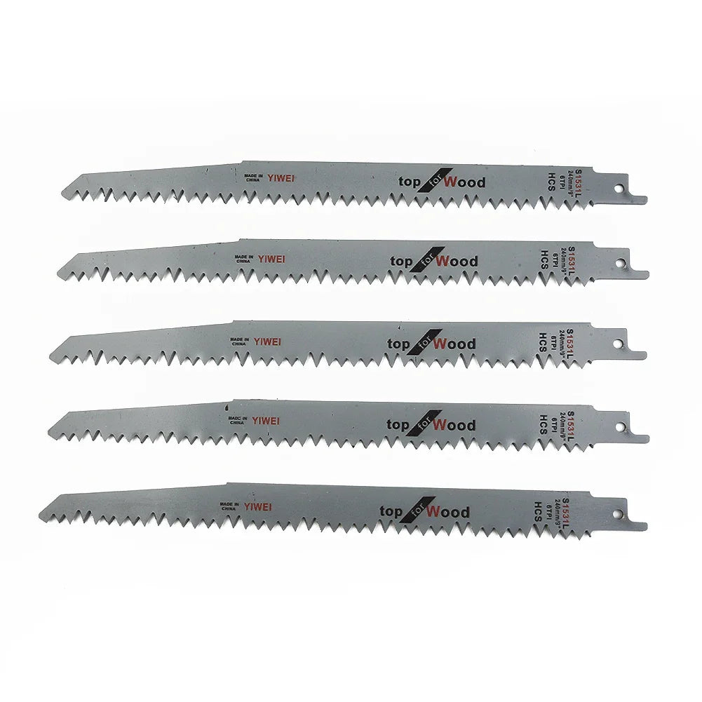 5PCS Reciprocating Saw Blades S1531L Saber Saw Blade Set – Multi-Purpose Woodworking Power Tool Blades for Wood Cutting & Pruning