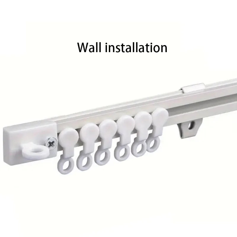 Self-Adhesive or Perforated Dual-Purpose Curtain Track - Nano Silent Slide Rod, Ceiling or Wall Mount for Curtains and Cabinets