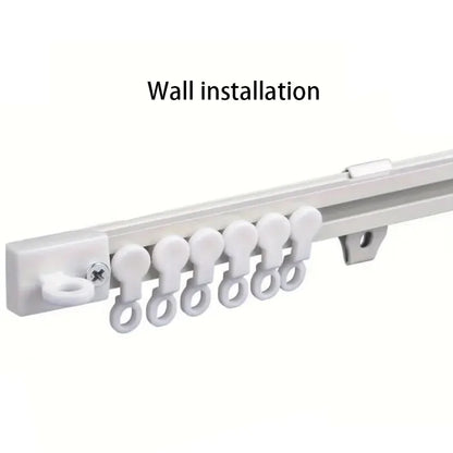 Self-Adhesive or Perforated Dual-Purpose Curtain Track - Nano Silent Slide Rod, Ceiling or Wall Mount for Curtains and Cabinets