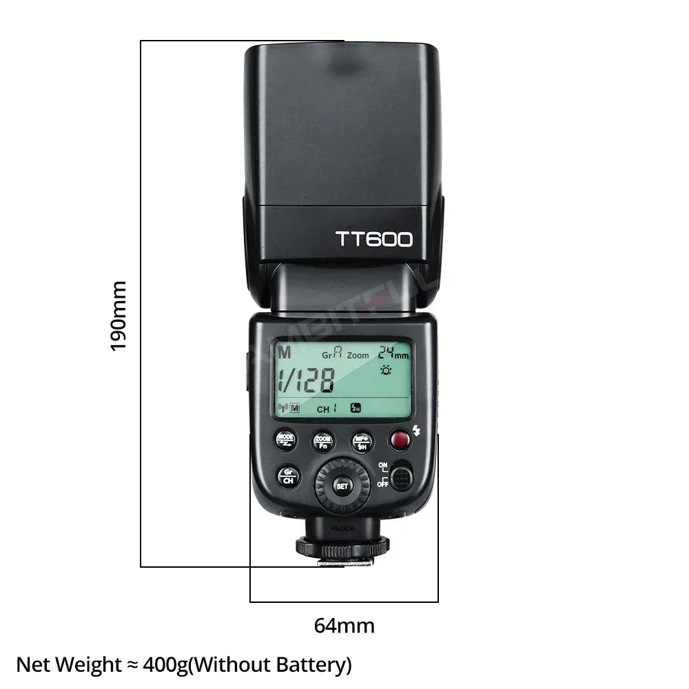 Godox TT600 2.4G Wireless Camera Flash – GN60 Speedlite Master/Slave for Canon, Nikon, Sony, Pentax, Olympus, Fuji, Lumix