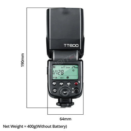 Godox TT600 2.4G Wireless Camera Flash – GN60 Speedlite Master/Slave for Canon, Nikon, Sony, Pentax, Olympus, Fuji, Lumix