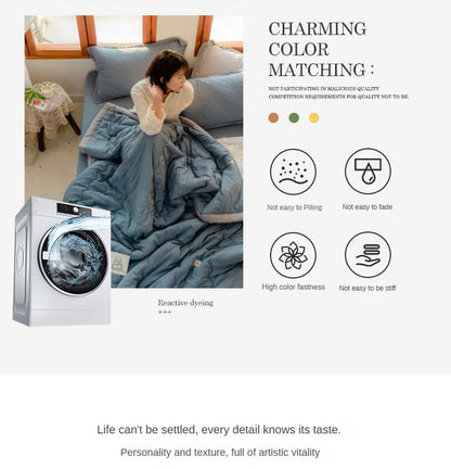 2024 Japanese Cotton-Polyester Summer Quilt – Lightweight, Washable, Skin-Friendly Solid Color Quilt