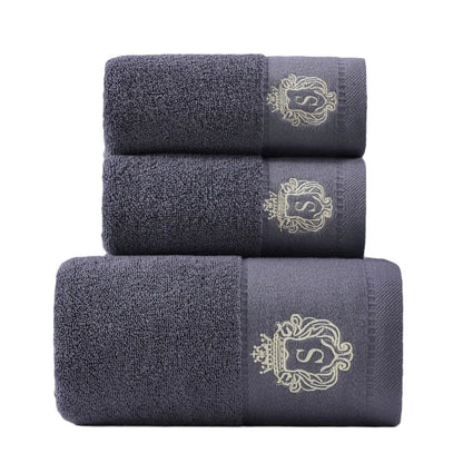 3-Piece Cotton Towel Set – 2 Hand Face Towels 35x75cm + 1 Bath Towel 70x140cm Soft Washcloth Gift Set