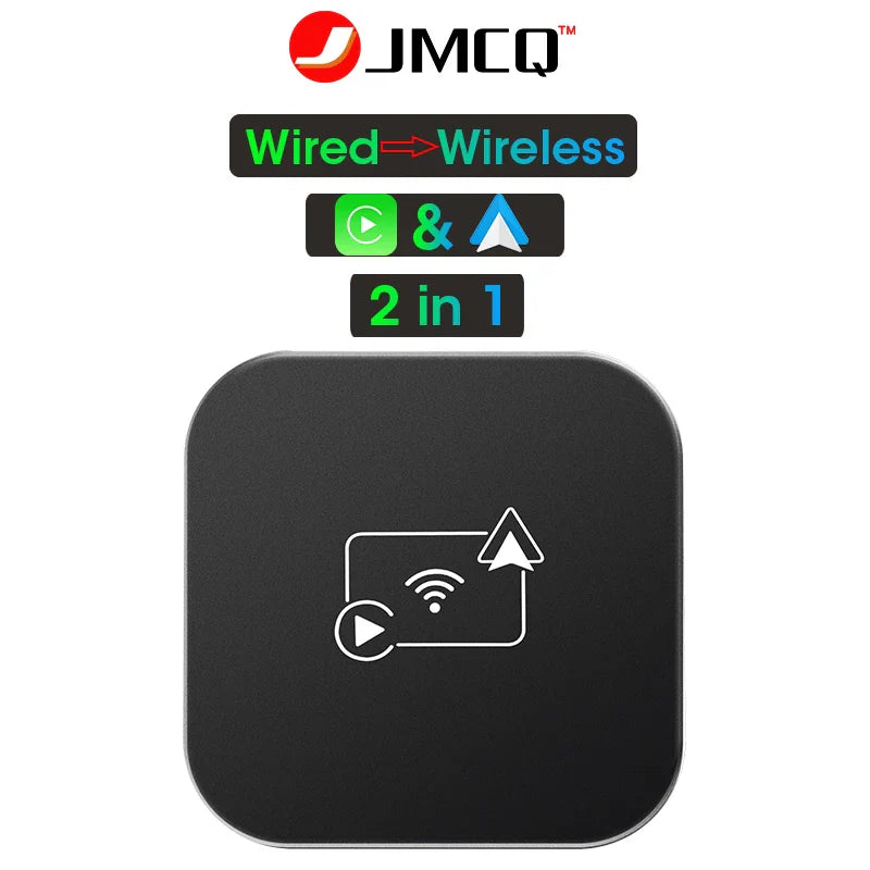 JMCQ Mini Wireless CarPlay and Android Auto Adapter - Wired to Wireless Box for Toyota, Mazda, Nissan, Suzuki, Kia, Ford, Skoda, Hyundai
