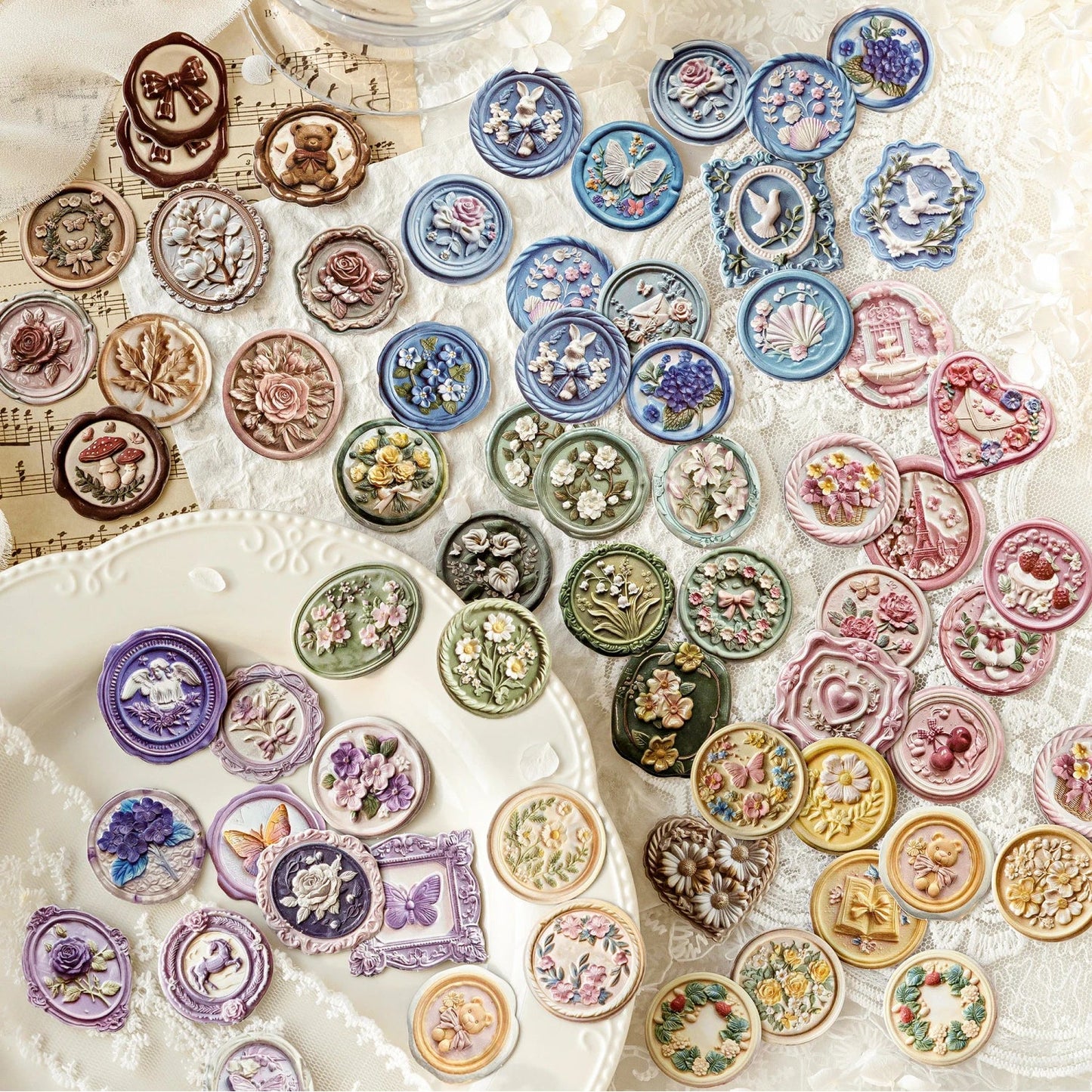 20PCS Wax Seal Sticker Set – DIY Scrapbooking & Junk Journal Decorative Paper Stickers for Collage Crafts & Creative Projects