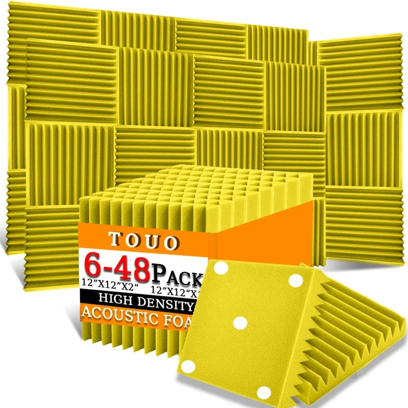 TOUO Acoustic Foam Panels - Sound Absorbing Wall Tiles for Studio Recording, Home Theater & Noise Reduction Treatment