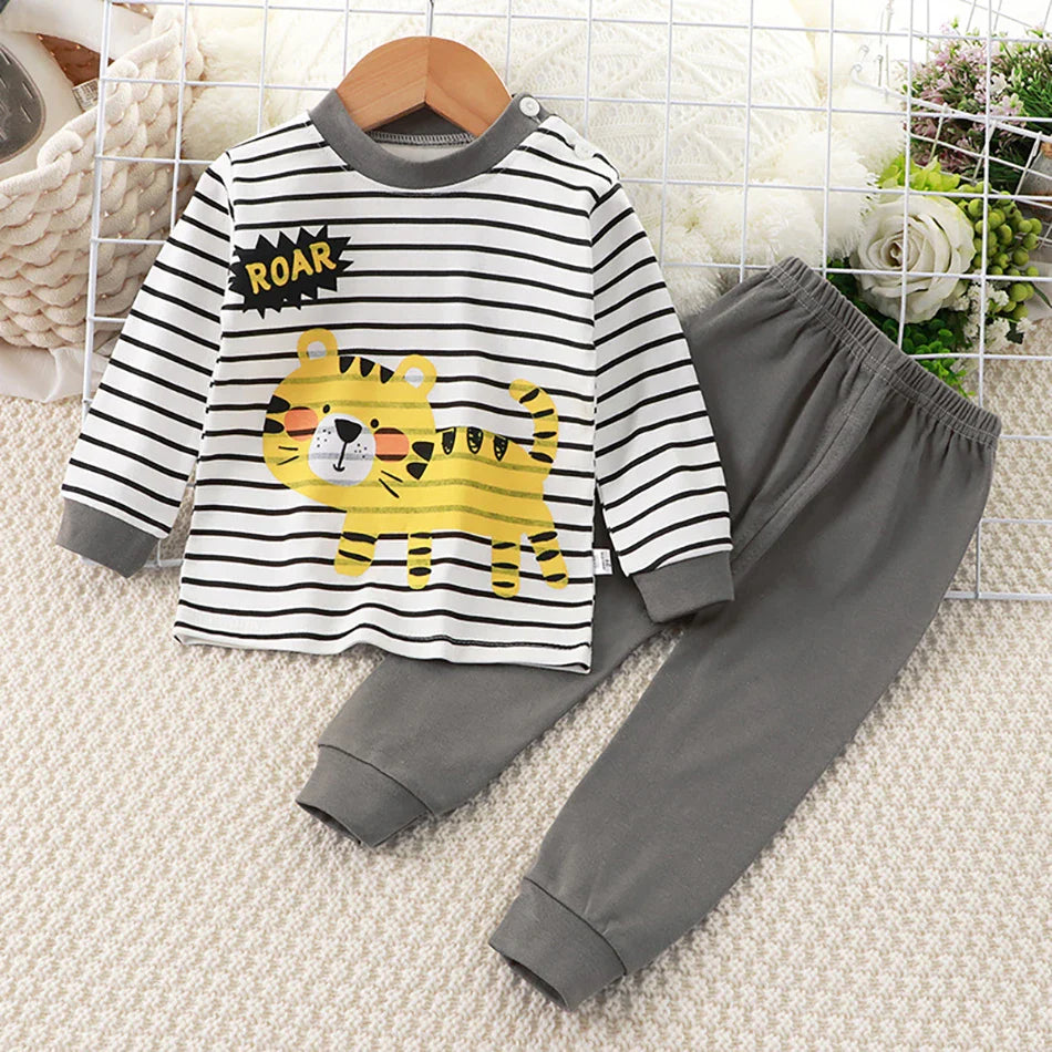 Cute Cartoon Unicorn Kids Pajama Set – Soft, Warm & Durable Unisex Sleepwear for Autumn Everyday Wear