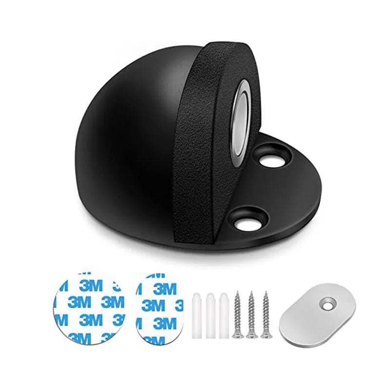 Stainless Steel Magnetic Door Stopper - Punch-Free, Magnetic Suction, Semi-Circle Rubber Anti-Collision Door Touch Stop"