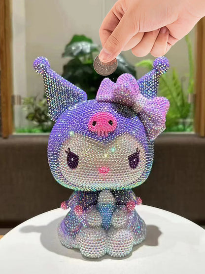 Hot Sale DIY Anime Piggy Bank – Cartoon Melody & Hello Kitty Diamond Stick Figurine Model Gift Statue Doll