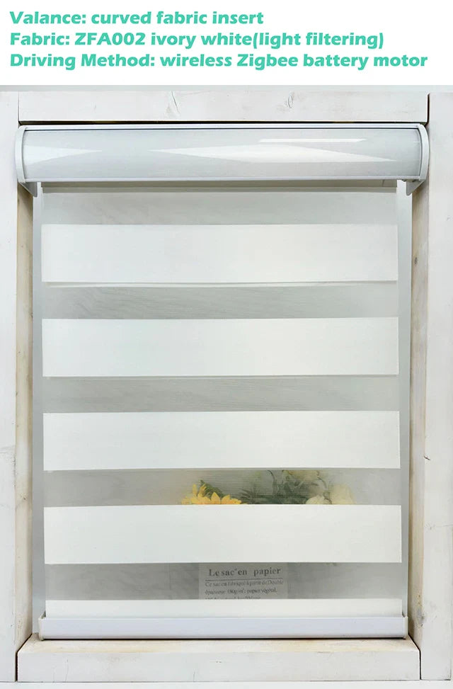 Decopedia Custom Made Zebra Blinds – Motorized Roller Blackout Day & Night Window Blinds for Sliding Doors