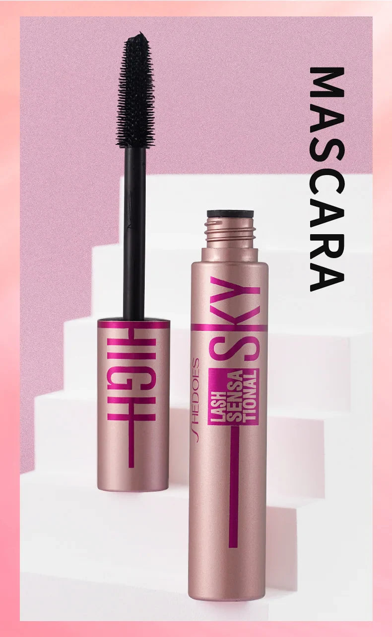 4D Lengthening Waterproof Mascara – Thick Curling, Long-Lasting Black Eyelash Enhancer for Natural Lash Extension Makeup