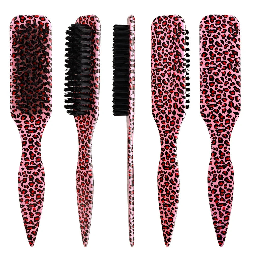 4Pc Boar Bristle Hair Brush Set - Slick Back Styling Tools for Ponytails, Buns, Baby Hair and Flyaway Control