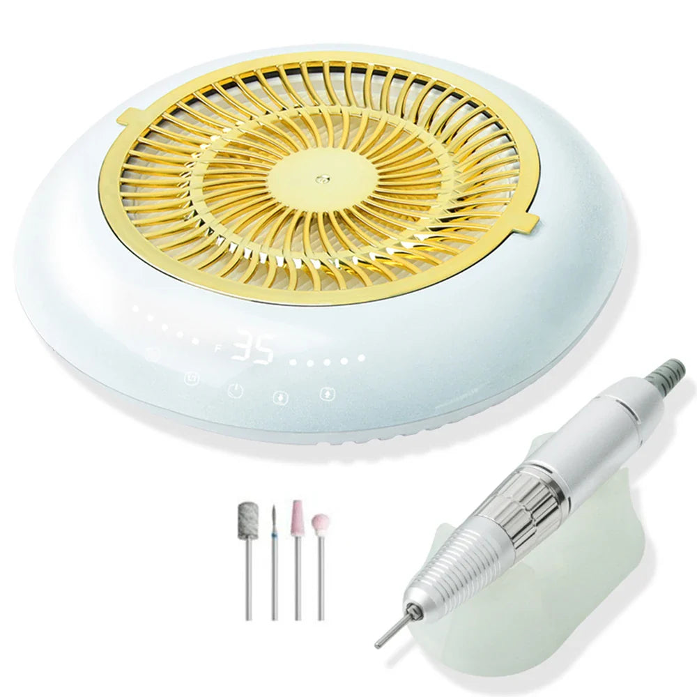 60W 35,000 RPM Nail Drill Machine with Vacuum Cleaner – Reusable Filter, Strong Nail Dust Collector, Professional Manicure Drill