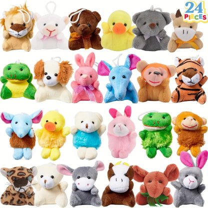 24pcs Mini Plush Animal Toy Set Cute Stuffed Animals Keychain Party Favors for Kids & Adults