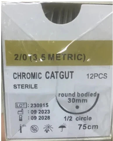 12PCS Absorbable Suture Thread for Pets – PGA 910, 75CM-90CM with Needle, 2/0-5/0 for Dog Suture Training