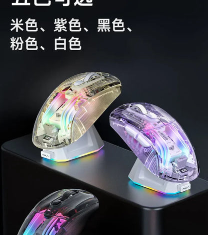 Aula SC630 Custom Gaming Mouse – 3-Mode 2.4G/Bluetooth/USB with Charging Base, Energy-Saving Esports Mouse for PC