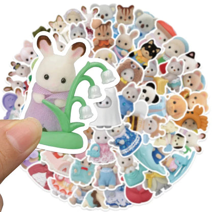 10/30/55pcs Kawaii Calico Critters Stickers — Waterproof Cartoon Decals for Laptops, Scrapbooks & Kids’ Cute Sticker Decor