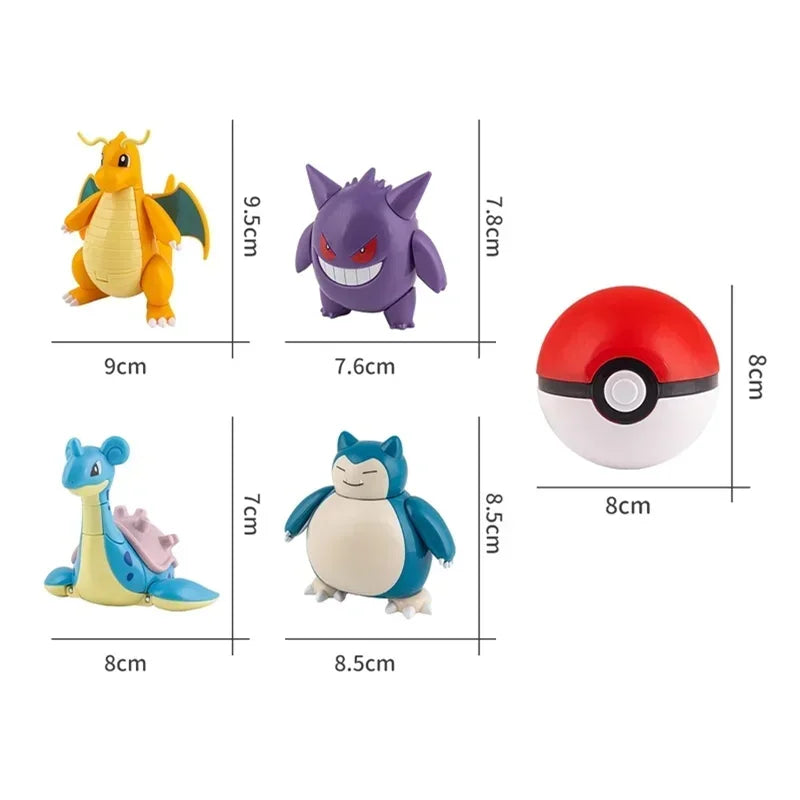 Original Pokémon Elf Ball Toys — Pocket Monsters Figures including Pikachu, Gengar, Dragonite & More