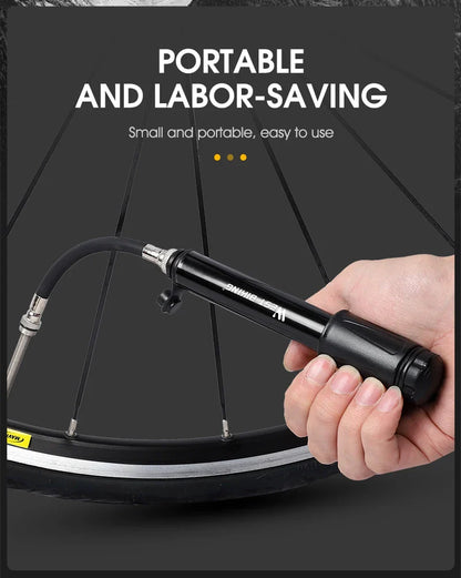 WEST BIKING 130PSI Mini Bike Pump – Portable Aluminum Alloy Hand Air Pump for MTB & Road Cycling, Drop-Proof & Ultralight