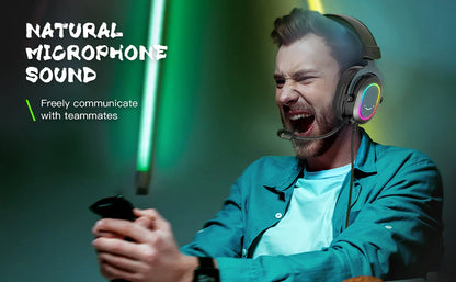 Fifine RGB Dynamic Gaming Headset — Over-Ear Mic Headphones with 7.1 Surround Sound & 3 EQ Modes for PC, PS4, PS5, Games & Music