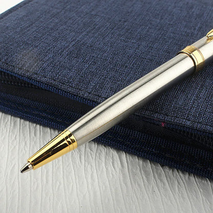 Luxury 0.7mm Metal Rollerball Pen – Blue Ink Gold Steel Signature Pen for Office & School Writing