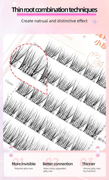 Yelix Self-Adhesive False Eyelashes — Reusable DIY Cluster Lashes, Glue-Free, Natural Soft
