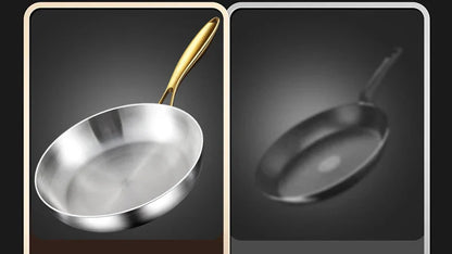 316 Stainless Steel Frying Pan – Uncoated Non-Stick Cooking Pot for Gas & Induction Stoves