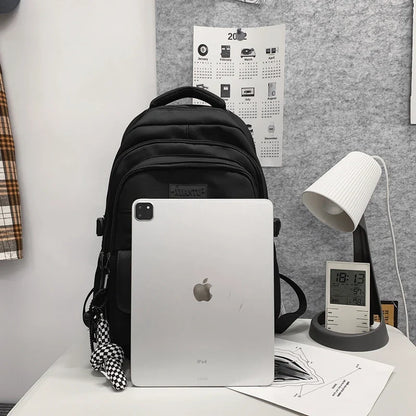 2023 Simple Solid Color Student Bag - Large Capacity Canvas Schoolbag for Youth, Fashionable Travel Backpack