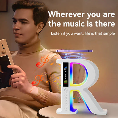 Wireless Bluetooth Speaker with RGB Lights – Portable Radio, Wireless Charging, Lyrics Display Atmosphere Speaker for Home & Outdoor