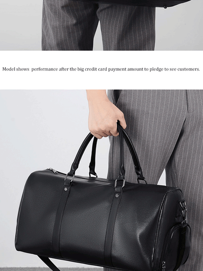Retro Short Trip Bag – Large Capacity PU Waterproof Sports & Fitness Motorcycle Leisure Bag