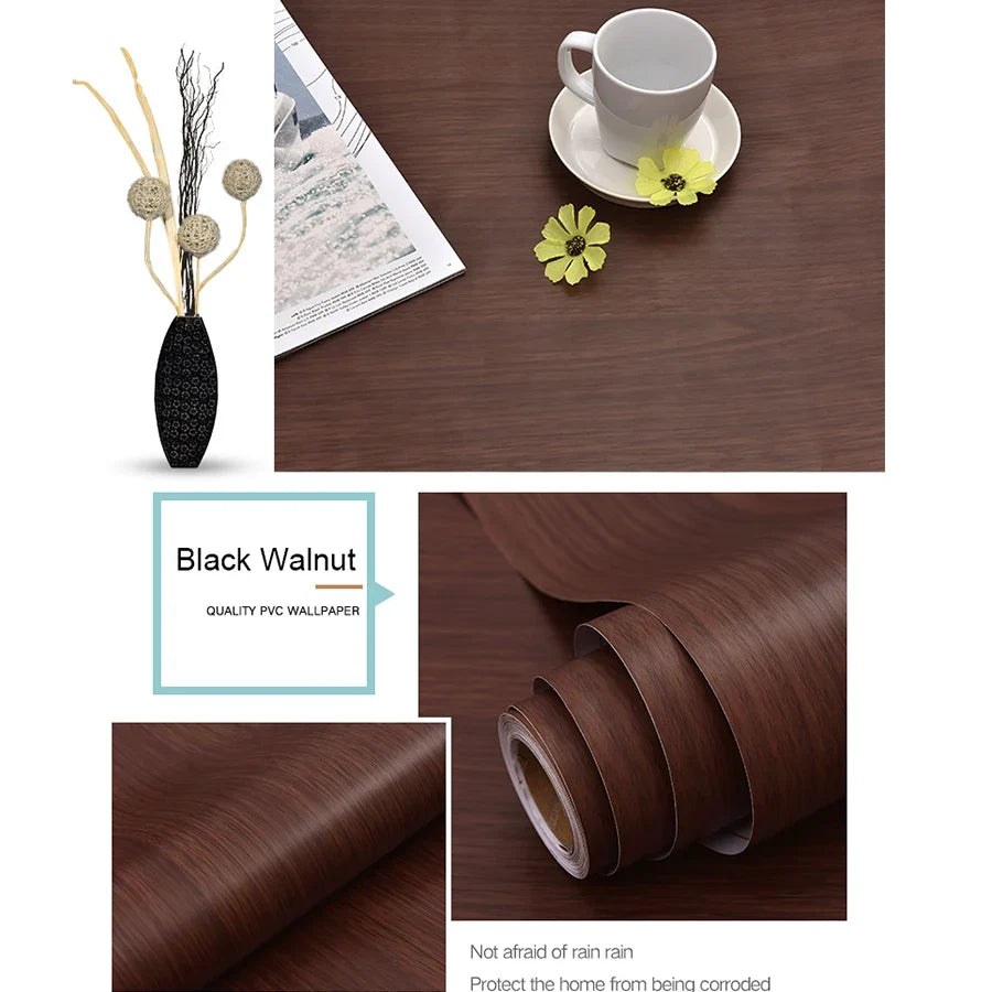 WZF Waterproof Wood Grain Wallpaper Roll - Self Adhesive Vinyl Film for Furniture, Cabinets & DIY Home Decor
