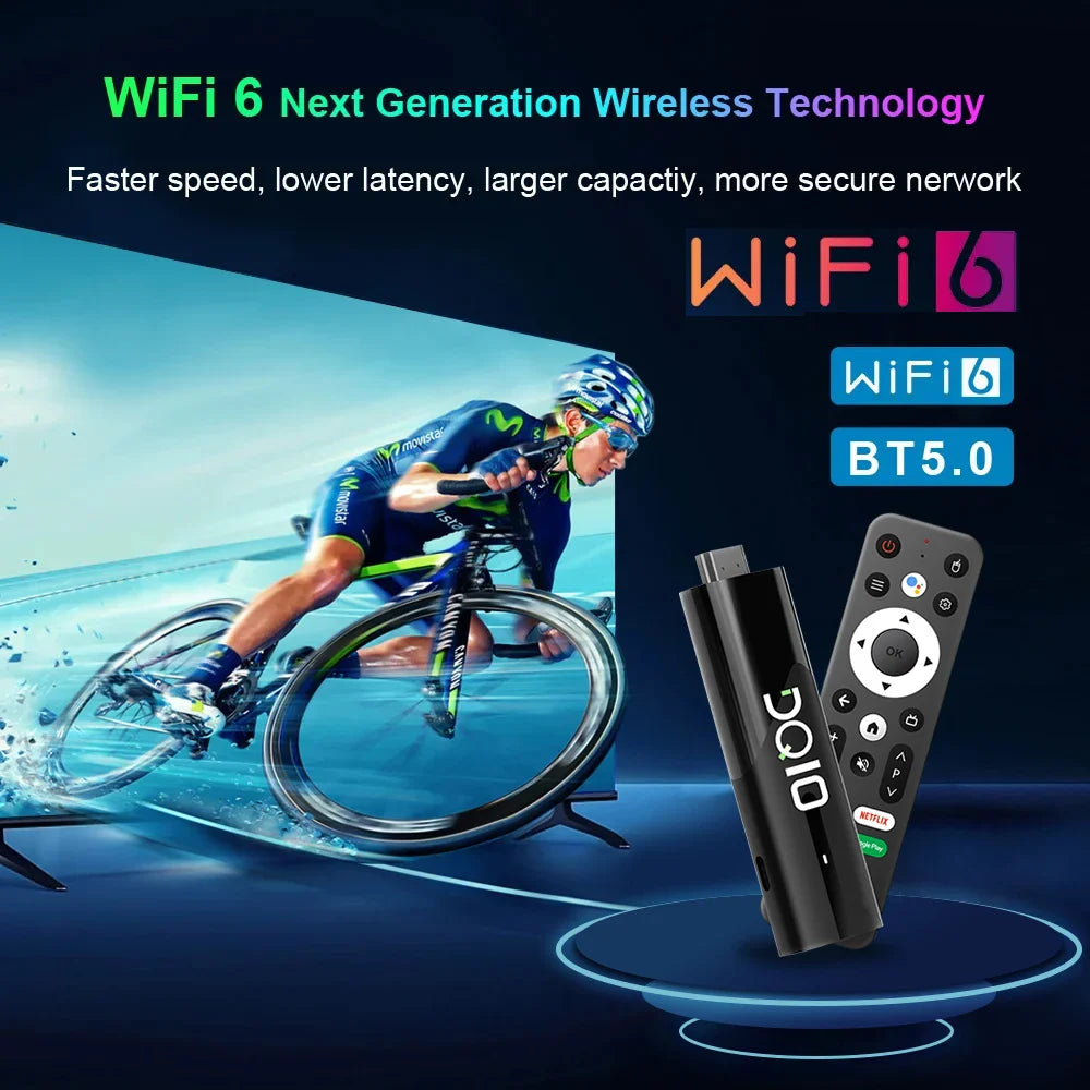 LEMFO DQ10 ATV Mini TV Stick – Android 13, 8K Video, 4K Wifi6, Voice Remote Smart TV Box
