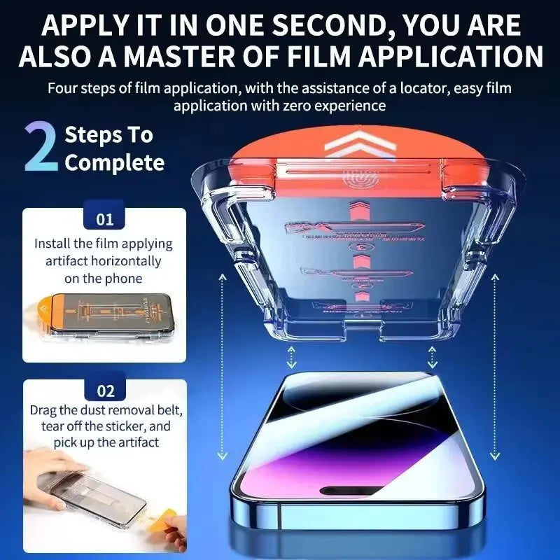 8K HD Tempered Glass Screen Protector for iPhone 16 Pro Max, 11, 12, 13, 14, SE (2020/2022) – Auto Dust Removal, 1-2pcs
