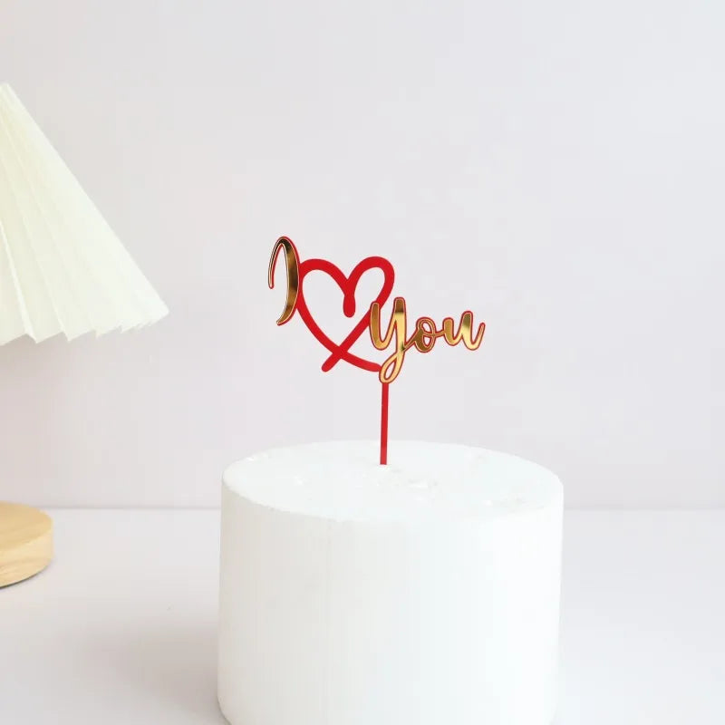 Big Red Love Cake Topper – Acrylic Wedding & Engagement Party Decoration, Valentine’s Day Love Cake Topper