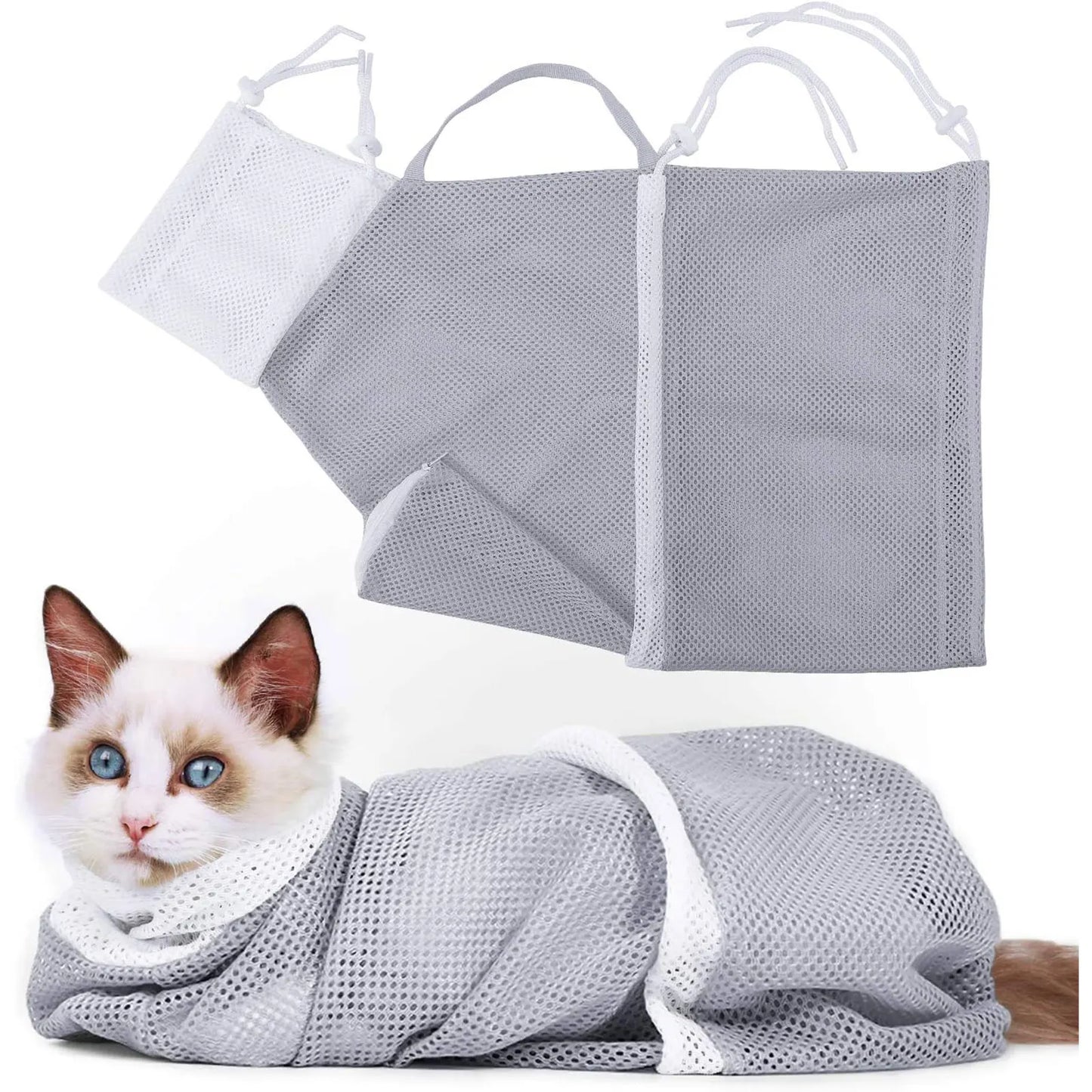 Mesh Cat Grooming & Bathing Bag – Adjustable Oxford Cloth Pet Restraint for Nail Trimming, Anti-Scratch & Bite