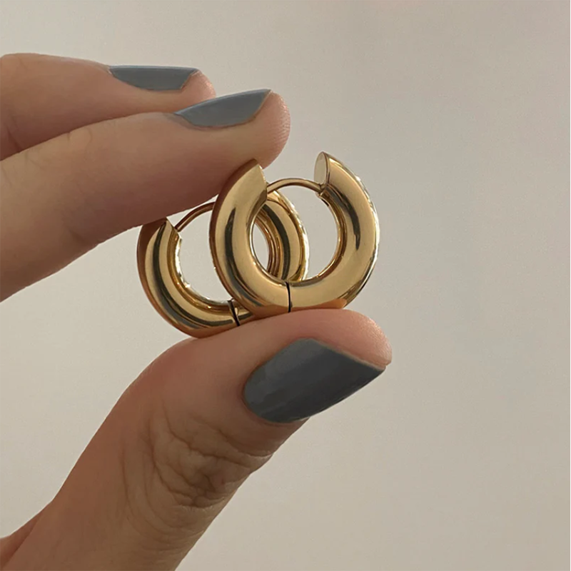 20mm Stainless Steel Hoop Earrings – Smooth Round Chunky Huggie Earrings for Women Jewelry Accessories