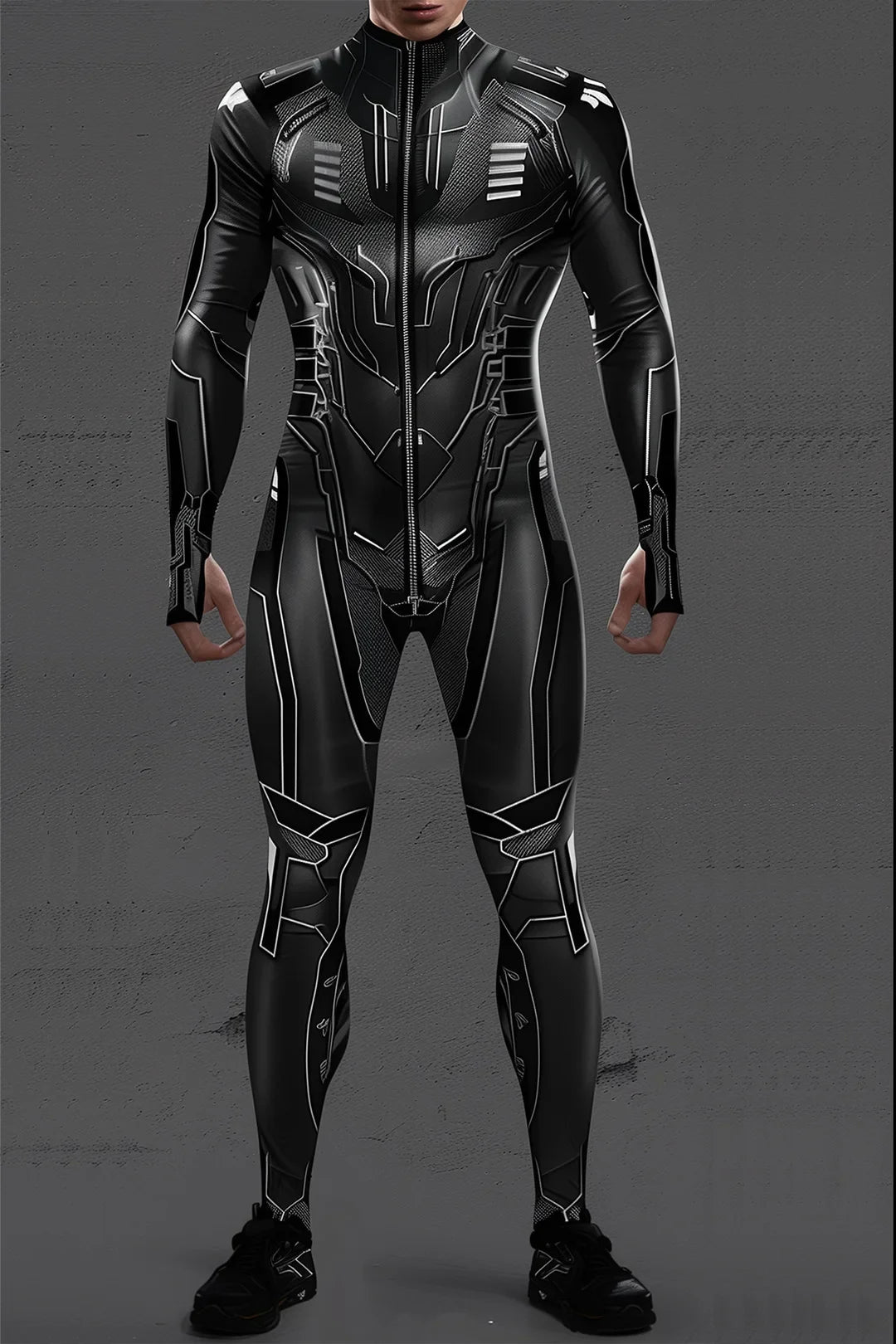 Cyberpunk Mechanical Armor Jumpsuit - Futuristic Steampunk Fighter Cosplay Bodysuit for Halloween & Costume Parties
