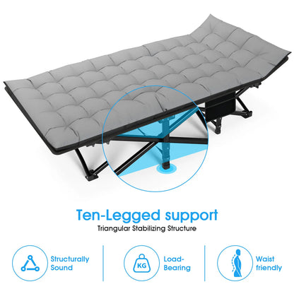 Folding Camping Cot – Portable Heavy Duty Outdoor Bed for Adults, Beach, RV, and Noon Break, 200KG Weight Capacity