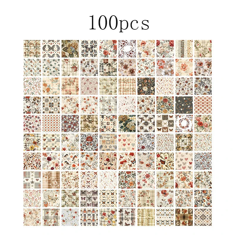 100 Pcs Vintage Multi-Style Writing Paper - Retro Stationery for Scrapbooking, Junk Journals & DIY Crafts