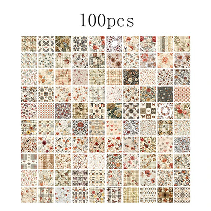 100 Pcs Vintage Multi-Style Writing Paper - Retro Stationery for Scrapbooking, Junk Journals & DIY Crafts