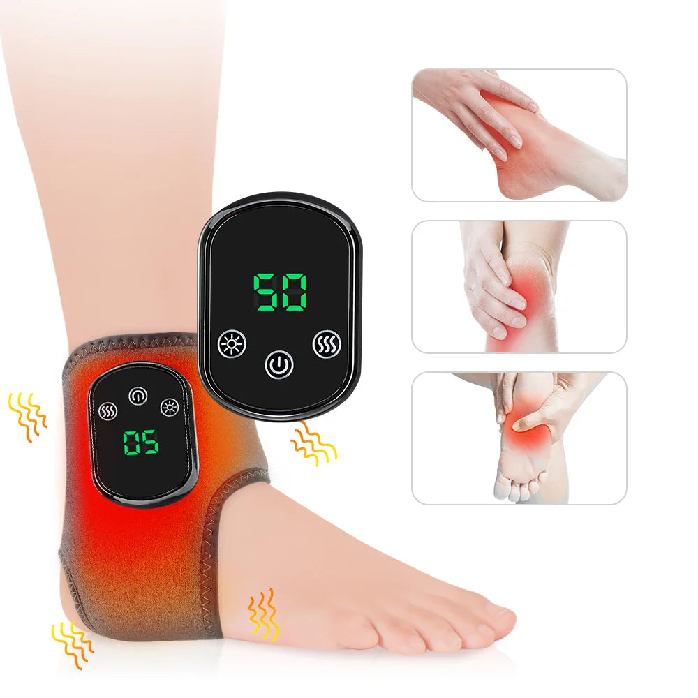 Electric Foot & Ankle Massager with Heat – Cordless Vibration Heating Pad Wrap for Sports Recovery and Support