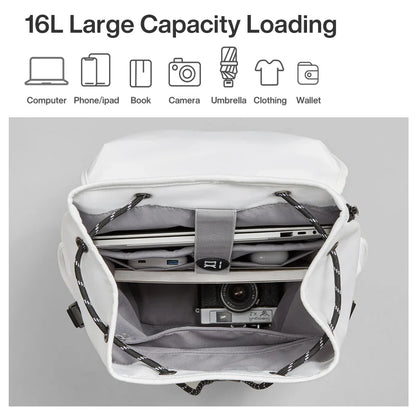 Mixi 16'' Waterproof Laptop Backpack - Lightweight Casual Travel Bag for College Students, Men and Women, 17 Inch White Rucksack