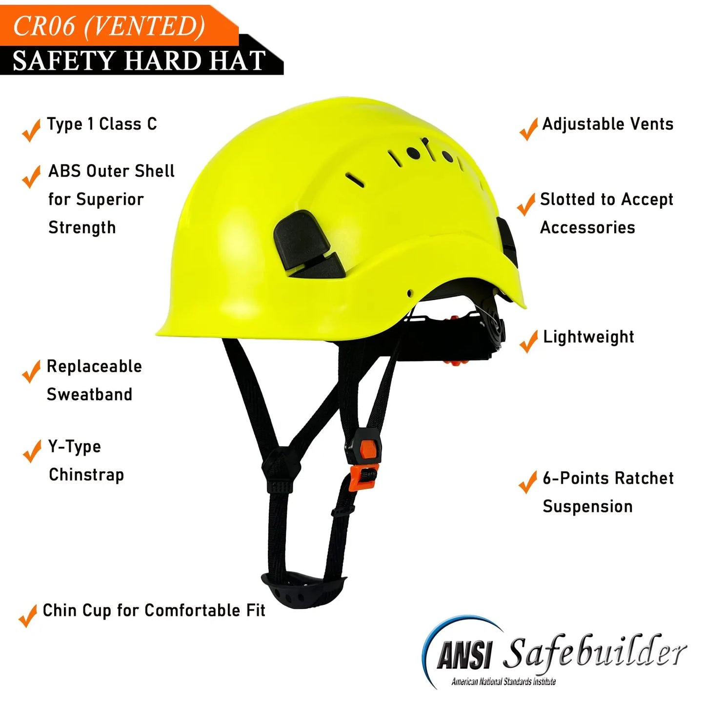 CE Certified Engineer's Hard Hat: Ventilated Safety Helmet with Adjustable Ratchet for Men & Women