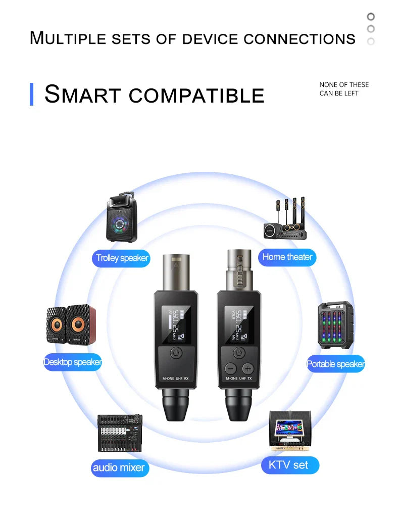 VK-38 UHF Wireless Microphone Converter – XLR Transmitter & Receiver for Dynamic Mic & Guitar