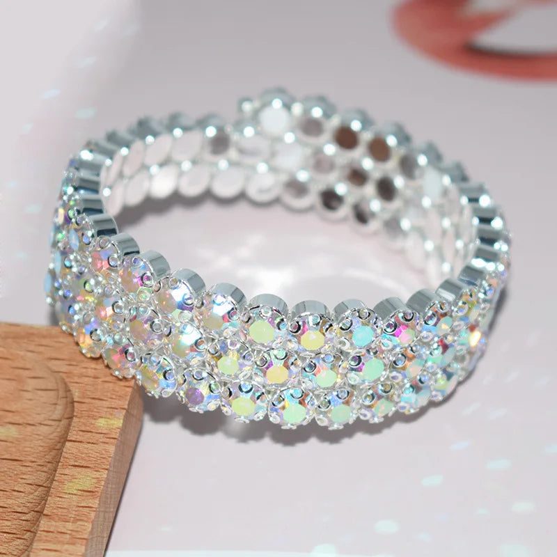 Women’s Rhinestone Crystal Bracelet - Glamorous Statement Jewelry for Stage & Special Events