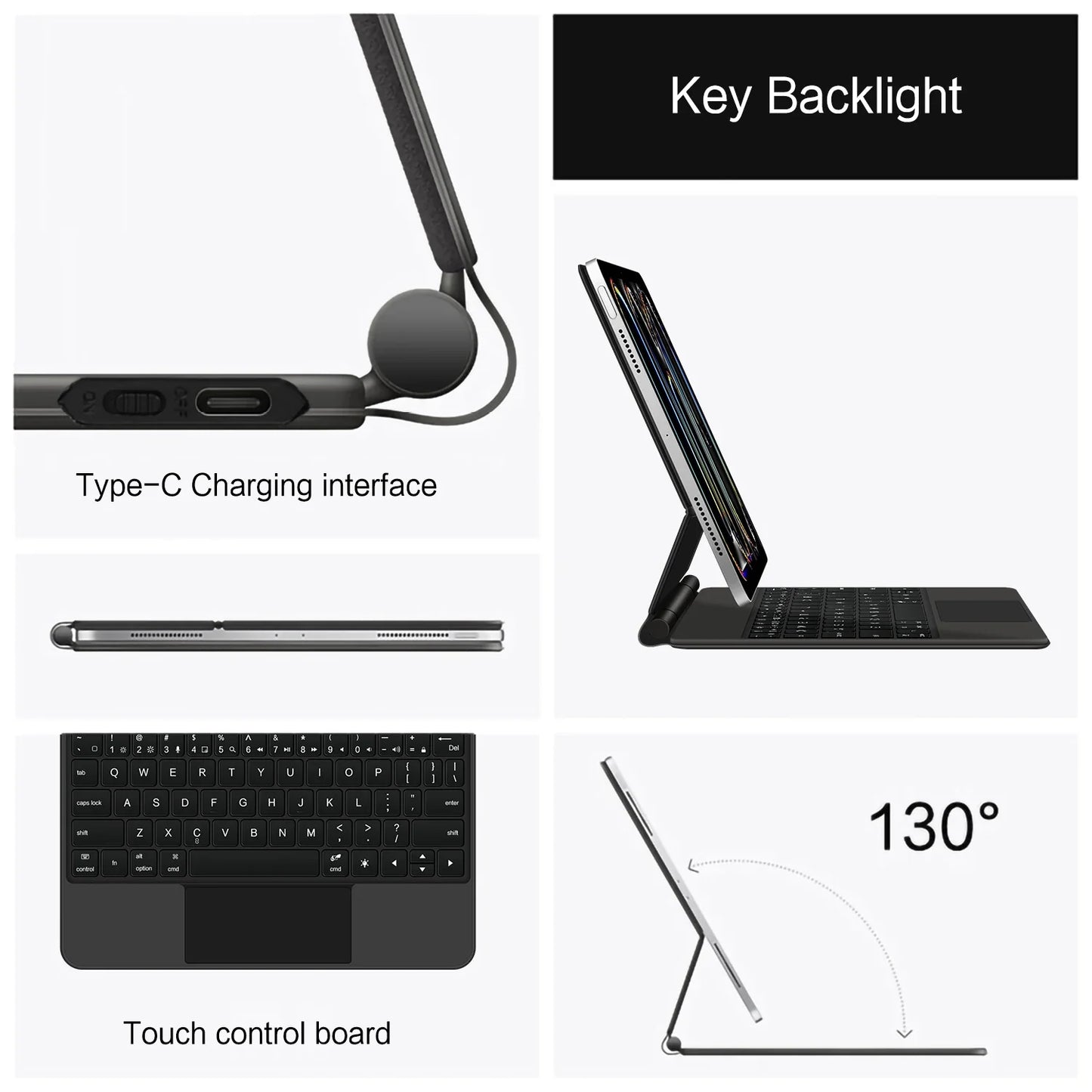 Backlight Magic Keyboard Case for iPad Pro 11/13 & iPad Air 11/13 Inch (2024) – M4/M2 Smart Folio Cover