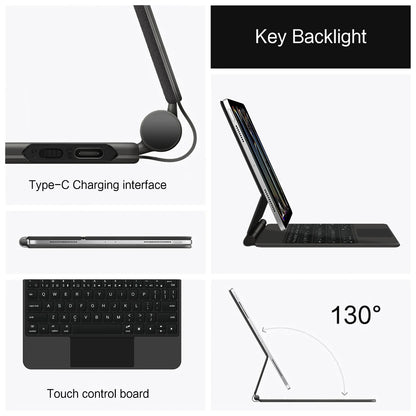 Backlight Magic Keyboard Case for iPad Pro 11/13 & iPad Air 11/13 Inch (2024) – M4/M2 Smart Folio Cover